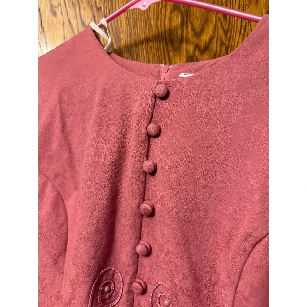 Miss Dorby Vintage Pink Jacquard Skirt Set Soutache Embroidery 8358‎ Size 8